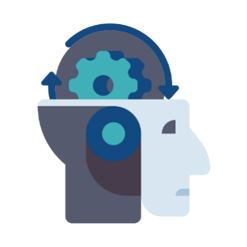 Icon: human head with cogwheel